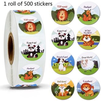 1 Roll Cartoon Dier Stickers Plakband Kind Leraar Beloning Sticker 39