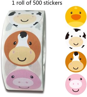 1 Roll Cartoon Dier Stickers Plakband Kind Leraar Beloning Sticker 41