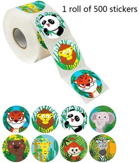 1 Roll Cartoon Dier Stickers Plakband Kind Leraar Beloning Sticker 43