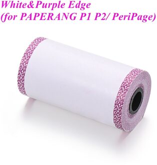1 Roll Kleurrijke Printer Sticker Niet-klevende Thermisch Papier Direct Thermisch Papier P1/P2 57*30Mm voor Paperang/Peripage Printer wit paars Edge