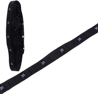 1 Roll (Ongeveer 500Pcs) size Etiketten Kledingstuk Kleding Geweven Labels XS-4XL Wit Zwart 30Mm X 12Mm