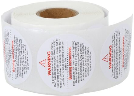 1 Roll Professionele Kaars Waarschuwing Sticker Label Kaars Jar Veiligheid Decals