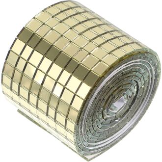 1 Roll Zelfklevende Glas Mini Vierkante Spiegel Mozaïek Sticker Mozaïek Muur Sticker gouden