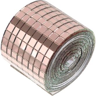 1 Roll Zelfklevende Glas Mini Vierkante Spiegel Mozaïek Sticker Mozaïek Muur Sticker roos gouden