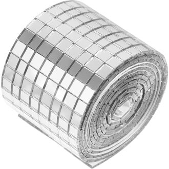1 Roll Zelfklevende Glas Mini Vierkante Spiegel Mozaïek Sticker Mozaïek Muur Sticker Zilver
