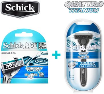1 Scheermes + 5 Blades Set Originele Schick Quattro Titanium Scheermes Haar Scheren Mannen Body Scheerapparaat