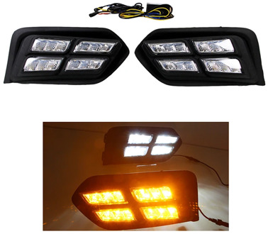 1 Set 12V LED Driving Daytime Running Lights Wtih Yellow Turn Signal Lamp Indicator Light Fit For Honda City 2017 2018