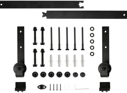 1 Set 183Cm Enkele Deur Barn Deur Opknoping Rail Katrol Set Spoke Sliding Hardware Kast Houten Deur Voor Keuken badkamer Hwc