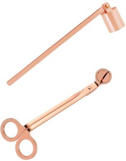 1 Set/2Pcs Kaars Brandblusser Lont Cutter Lange Handvat Kaars Doven Tool roos goud