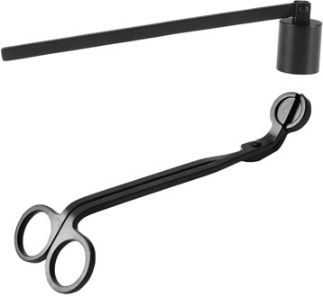 1 Set/2Pcs Kaars Brandblusser Lont Cutter Lange Handvat Kaars Doven Tool zwart