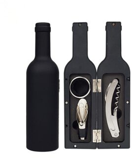 1 Set 3Pcs/5Pcs Wijnfles Corkscrew Set Tool Fles-Vormige Houder Flesopener B1 zwart 3stk
