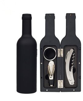1 Set 3Pcs/5Pcs Wijnfles Corkscrew Set Tool Fles-Vormige Houder Flesopener J8 zwart 5stk