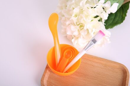 1 Set 4 In 1 DIY Gezichtsmasker Mengkom Borstel Lepel Stok Borstel Gezichtsverzorging Set Vrouwen Gezicht Schoonheid professionele Kits Gereedschap 1 reeks oranje