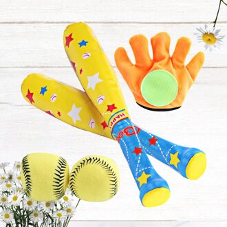 1 Set/4 Pcs Abs Baseball Kit Baseball Voor Kinderen Chindren Outdoor Sport (1 Pc Bat, 1 Pc Hoepel En Lus Handschoen, 2 Pcs Baseball)