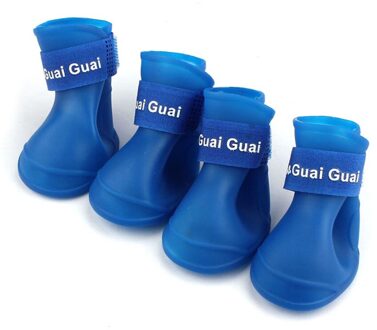 1 Set 4 Pcs Pet Regen Laarzen Hond Snoep Kleuren Laarzen Waterdichte Rubberen Pet Rain Schoenen Laarsjes S ~ L blauw / L