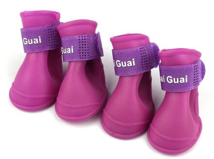 1 Set 4 Pcs Pet Regen Laarzen Hond Snoep Kleuren Laarzen Waterdichte Rubberen Pet Rain Schoenen Laarsjes S ~ L paars / L