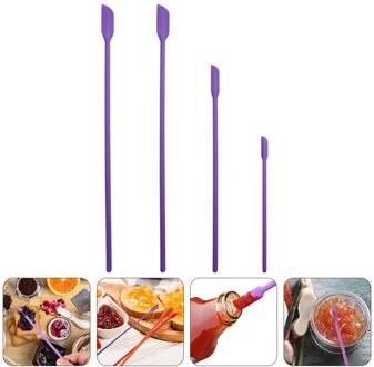 1 Set 4 Stuks Siliconen Jar Spatels Make Spatels Jam Schrapers Keuken Benodigdheden paars
