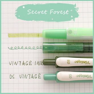 1 Set 4Pcs Journal Markeerstift Marker Gel Pen Vintage Gekleurde Markering Fluorescerende Pen Diy Tekening Verf Pen School Briefpapier groen reeks