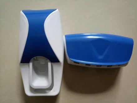 1 Set 5 Kleuren Automatische Tandpasta Dispenser Set 5 Tandenborstelhouder Wall Mount Badkamer Benodigdheden Toiletartikelen blauw