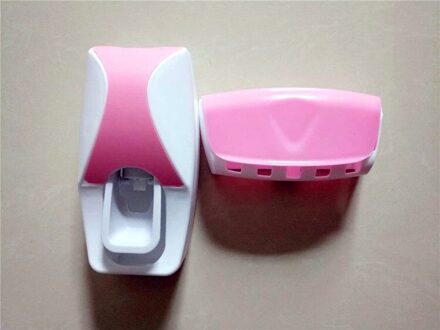 1 Set 5 Kleuren Automatische Tandpasta Dispenser Set 5 Tandenborstelhouder Wall Mount Badkamer Benodigdheden Toiletartikelen roze