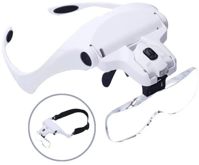 1 Set 5 Lens Loupe Eyewear Magnifier With Led Lighting Lamp Interchangeable Lens Wear Magnifying Glasses