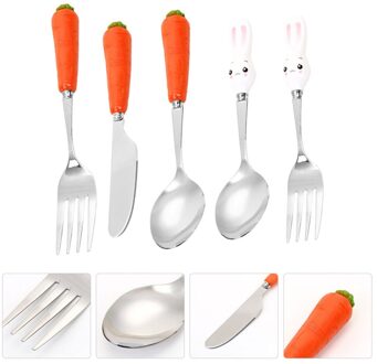 1 Set/5Pcs Rvs Bestek Lepel Kind Cutter Vork Lepel Servies