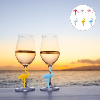 1 Set 6 Stuks Siliconen Glas Bedels Drink Markers (Assorti Kleur)