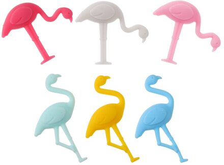 1 Set 6 Stuks Siliconen Glas Bedels Drink Markers (Assorti Kleur)