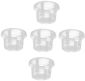 1 Set 60Ml Wegwerp Portie Cups Clear Gedeelte Container Met Deksels Voor Jelly Yoghurt Mousses Saus (200Pcs cups + 200Pc