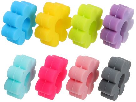 1 Set 8 Stuks Cartoon Bloem Markers Silicone Drink Markers (Assorti Kleur)