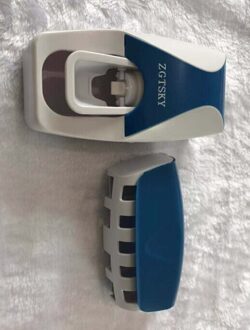 1 Set Auto Automatische Tandpasta Squeezers Dispenser + 5 Tandenborstelhouder Draagbare Wall Mount Tandpasta Squeezers Badkamer Tool Blauw