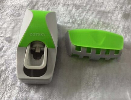 1 Set Auto Automatische Tandpasta Squeezers Dispenser + 5 Tandenborstelhouder Draagbare Wall Mount Tandpasta Squeezers Badkamer Tool groen