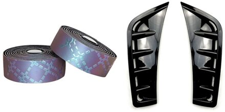 1 Set Auto Voorbumper Spoiler Side Wing Decoratieve Cover & 2 Stuks Fietsstuur Tape Licht Reflecterende Fiets Bar tape