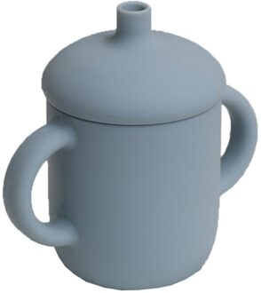 1 Set Baby Silicone Water Kopjes Lekvrij Draagbare Drank Bekers Bpa-vrij Kinderen Zachte Stro Kopjes lucht blauw
