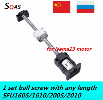 1 set ball screw SFU1605 SFU1610 SFU2005 SFU2010 end machined with BKBF12/15+nut holder+coupling+motor seat/mount for CNC router