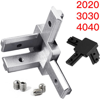 1 Set Black And Silver All Series 3-Way End Corner Bracket Connector with Screws for Standard T Slot Aluminum Extrusion