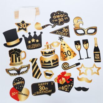 1 Set Chic Leven Gelukkig 30 40 50 60th Verjaardag Hoed Snor Lip Photo Booth Props Adult Party Favor Funny masker Festival Decoratie 30B