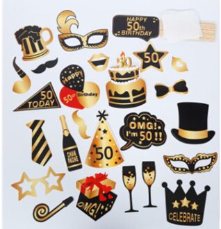 1 Set Chic Leven Gelukkig 30 40 50 60th Verjaardag Hoed Snor Lip Photo Booth Props Adult Party Favor Funny masker Festival Decoratie 50B