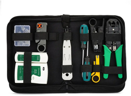 1 Set Computer Network Repair Tool Kit LAN Network Internet Cable Tester Wire Cutter Screwdriver Pliers Crimping Plug Clamp Tool