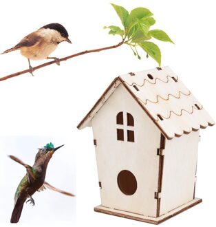 1 Set Diy Houten Vogel Huis Voor Kinderen Vogelkooien Nesten Dox Nest Huis Vogelhuisje Doos Outdoor Tuin opknoping Vogel Huis