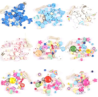1 Set DIY Pacifier Chain Clip Making Accessories Simple Fashion Baby Color Wooden Beads Jewelry Anti-fall Clips Chain