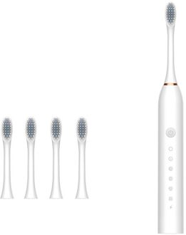 1 Set Elektrische Tandenborstel 6 Modi Diepe Reiniging Waterdichte Draagbare Reizen Volwassenen Tandenborstel Met 4 Opzetborstels 01 1 reeks