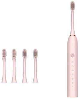 1 Set Elektrische Tandenborstel 6 Modi Diepe Reiniging Waterdichte Draagbare Reizen Volwassenen Tandenborstel Met 4 Opzetborstels 03 1 reeks