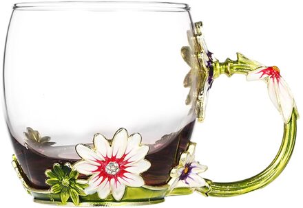 1 Set Emaille Bloem Kopje Thee Glassthickened Glas Water Cup Met Handgreep groen 1