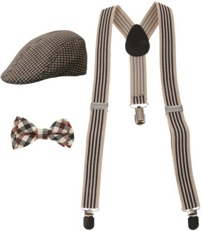 1 Set Fashon Elastische Kids Y-Back Jarretel Clip-On Bretels + Stropdas + Baret Cap Hoeden set Verstelbare Gratis Voor Het Lichaam
