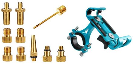 1 Set Fiets Valve Adapter Set Auto Ventiel Adapter Kit Set & 1 Set Telefoon Houder Mountainbike Stuur Telefoon stand