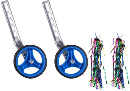 1 Set Gemeenschappelijke Kinderen Fiets Extra Wielen Bike Training Wielen Kinderen Fiets Balance Stabilisator Wielen Met Clip En Lint Fo blauw