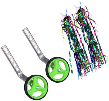 1 Set Gemeenschappelijke Kinderen Fiets Extra Wielen Bike Training Wielen Kinderen Fiets Balance Stabilisator Wielen Met Clip En Lint Fo groen
