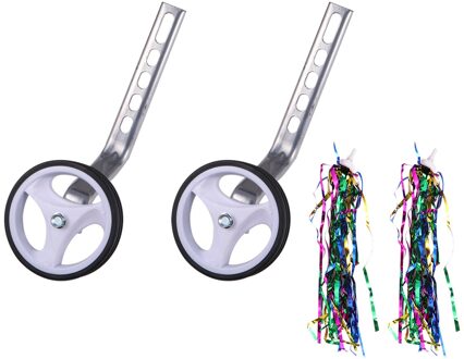 1 Set Gemeenschappelijke Kinderen Fiets Extra Wielen Bike Training Wielen Kinderen Fiets Balance Stabilisator Wielen Met Clip En Lint Fo wit