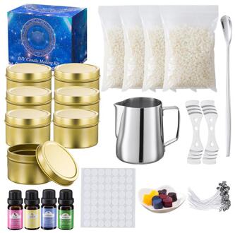 1 Set Geurkaars Maken Tool Diy Kaars Materialen Wax Cup Handgemaakte Materiaal Plantaardige Etherische Olie Tin Kan Familie set gouden